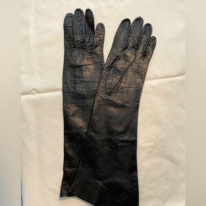 Vintage Long Black Leather Gloves
